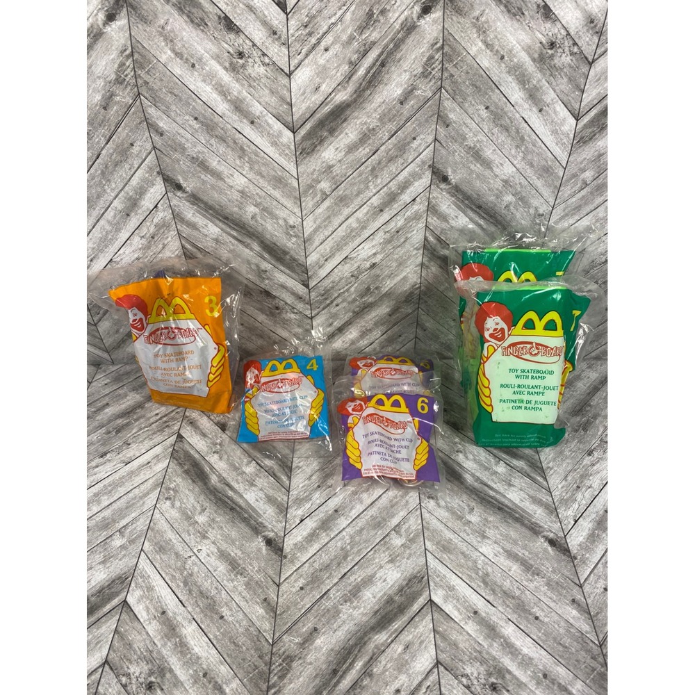 McDonalds Happy Meal Fingerboard Toy With Ramp Clip 6 Lot Gift Prizes New